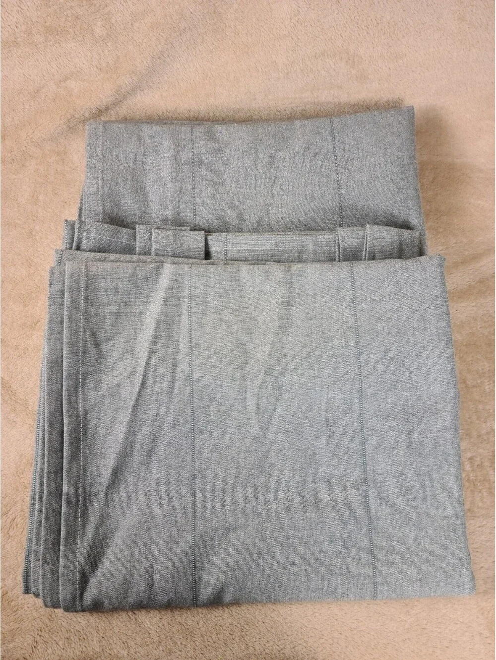 Ikea LENDA Curtain Panels Turquoise Grey Chambray Tab Top 55 x 98”